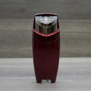 Lotus 2740 Double Jet Cigar Lighter - Metallic Red & Chrome