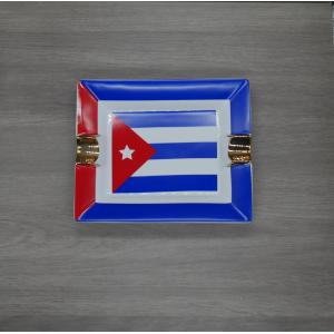 Cuban Flag Rectangular Cigar Ashtray - Two Position