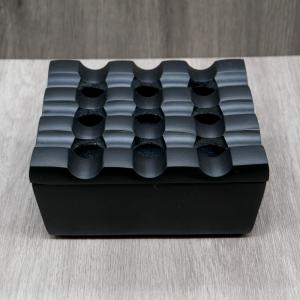 Cast Aluminium 9 Hole Square Grid Cigar Ash Tray - Black