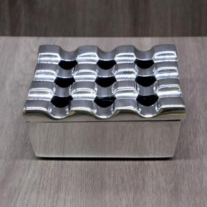 Cast Aluminium 9 Hole Square Grid Cigar Ash Tray - Silver