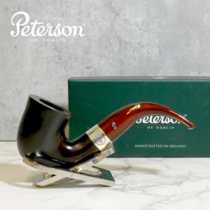 Peterson Irish Harp 05 Smooth Cumberland Bent Silver Mounted Fishtail Pipe (PE2184)