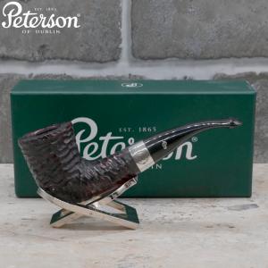 Peterson Sherlock Holmes Mycroft Rustic Silver Mounted P Lip Pipe (PE2389)