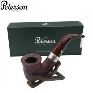 Peterson Irish Harp 05 Sandblast Cumberland Bent Silver Mounted Fishtail Pipe (PE2698)
