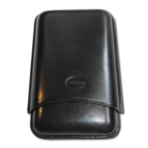 Jemar Leather Cigar Case - Large Gauge - Three Cigars - Black