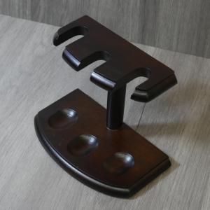 Walnut Stained Wood 3 Pipe Position Pipe Rack
