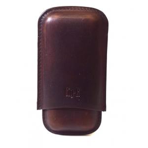 Chacom CIG-R Retro Brown Leather 2 Finger Cigar Case - Fits 2 Cigars