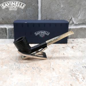 Savinelli Cocktail 401 Sandblast Black 6mm Filter Horn Stem Fishtail Pipe (SAV364)
