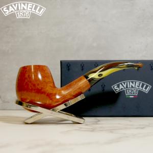 Savinelli Paloma 677 Smooth Brown 9mm Filter Fishtail Pipe (SAV1302)