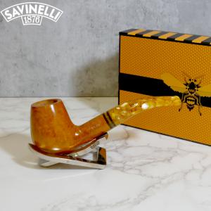 Savinelli Miele 628 Smooth Bent Honey 9mm Filter Fishtail Pipe (SAV1399)