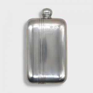 6oz Stamped Pewter Hip Flask with Fluted Strip