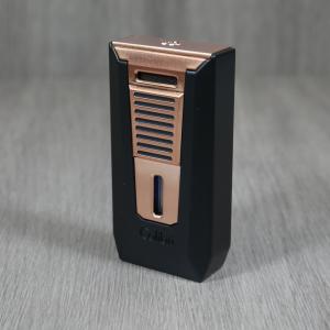 Colibri Slide Double Jet Flame Lighter - Matte Black & Rose Gold