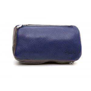 Savinelli Leather 2 Pipe & Tobacco Pouch - Blue & Grey