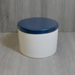 Lubinski White & Dark Blue Ceramic Tobacco Jar - Holds 100g
