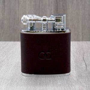 J Cure C.Gars Collection Jet Flame Table Lighter - Brown Leather