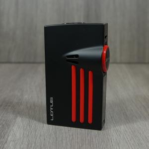 UNBOXED - Vertigo by Lotus Orion Twin Point Torch Flamed Lighter With Punch Cut - Black Matte & Polished Red