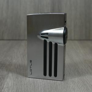 SLIGHT SECONDS - Vertigo by Lotus Orion Twin Point Torch Flamed Lighter With Punch Cut - Chrome Satin & Black Matte