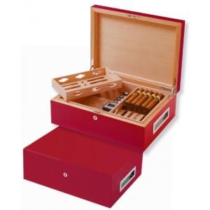 Villa Spa Cigar Humidor - up to 200 Cigar Capacity - Red