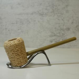 Corn Cob Virginia Planter Straight Bamboo Stemmed Pipe