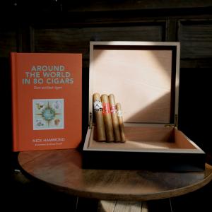 Around the World Compendium Sampler - 4 Cigars, Humidor and Around the World in 80 Days Book