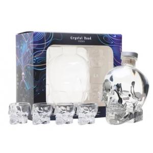 Crystal Skull Head Aurora Gift Pack with 4 Shot Glasses Gift Pack