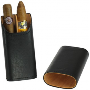 Adorini Leather Black Cigar Case - 2/3 Cigar Capacity