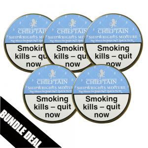 BUNDLE DEAL - Chieftain Shipwrights Mixture (Formerly Dark Chocolate & Coconut) Pipe Tobacco - 5 x 50g Tin