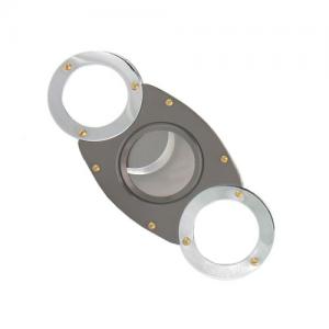 Round Ended Chrome with Gold Studs Cigar Cutter