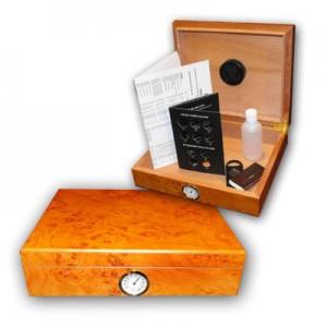 Classic - Light Burl - Desk Top Humidor - 20 Cigars Capacity