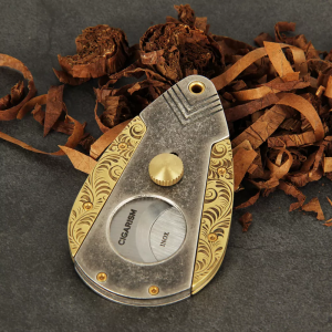 Cigarism Antique Carved Copper Cigar Cutter - Silver & Gold
