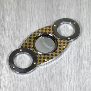 Round Ended Black & Gold Check Cigar Cutter