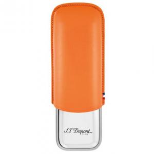 ST Dupont Leather Double Cigar Case Metal Base - Orange