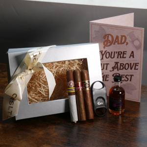 The Full Package Fathers Day Gift Sampler - 3 Cigars, Cutter, Card and 5cl Miniature