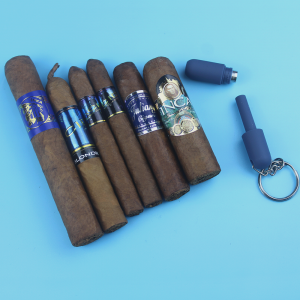 Feeling Blue Sampler - 6 Cigars and Blue Punch Cigar Cutter with Key Ring