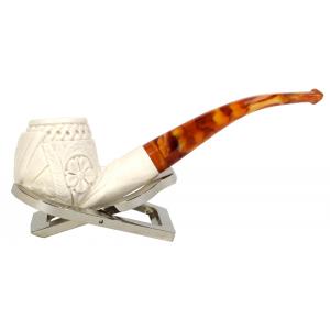 Meerschaum Standard Embossed Dragon Bent Fishtail Pipe (MEER82)