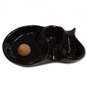 Pipe Ashtray With Cork Knocker - Black