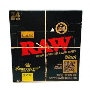 RAW Black Connoisseur Kingsize Rolling Papers + Tips 24 Packs