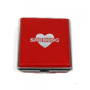 Red Leather Cigarette Case - Heart - Holds Up To 18 King Size