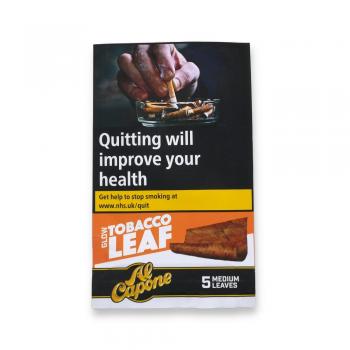 Al Capone 100% Tobacco Leaf Wrap - Glow - 1 Pack of 5 Medium Leaves (Formerly Flame)