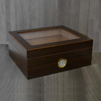 SLIGHT SECONDS - Chester Walnut Veneer Glass Top Humidor - 75 Capacity