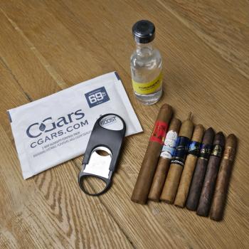 A Sweet Smoking Experience Gift Box Sampler - 7 Cigars + Foragers Yellow Label