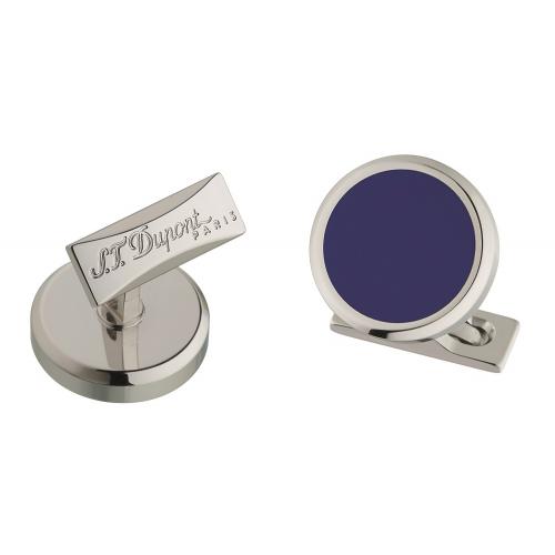 ST Dupont Blue & Palladium Round Cufflinks