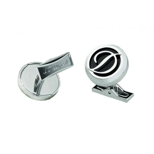 ST Dupont Logo D Black Round Cufflinks