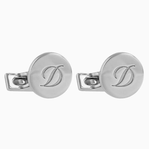ST Dupont Silver Round Cufflinks - Logo Design