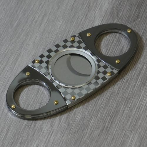 Oval Cigar Cutter - Black & White Check