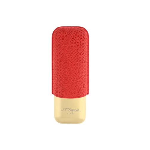 ST Dupont Limited Edition Dragon Cigar Case - Golden & Burgundy Scale - Holds 2 Cigars (Discontinued)