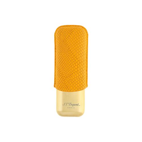 ST Dupont Limited Edition Dragon Cigar Case - Golden & Honey Scale - Holds 2 Cigars (Discontinued)