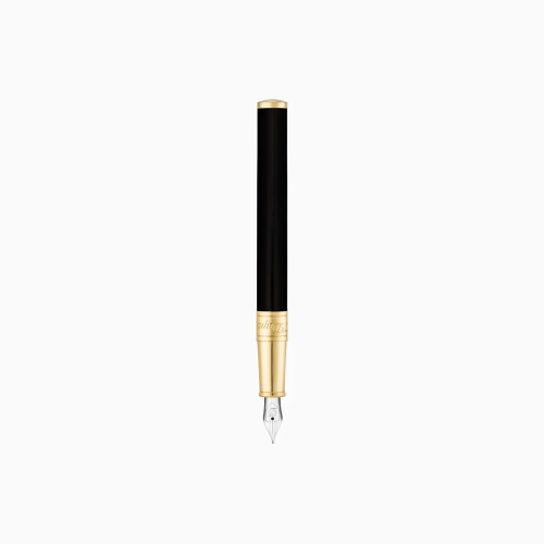 ST Dupont Fountain Pen - D-Initial - Black & Golden Chrome