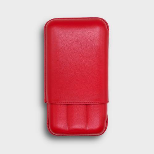 Recife Chesterfield Culture Poppy Red Leather Cigar Case - 3 Cigar Capacity