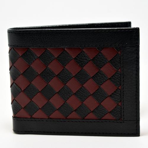 Black & Brown Leather Wallet with Coin Holder