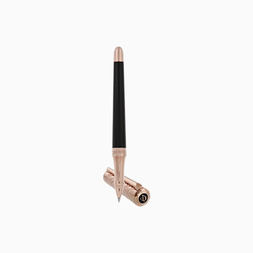 ST Dupont Rollerball Pen - Liberté - Black Lacquer & Rose Gold Trim